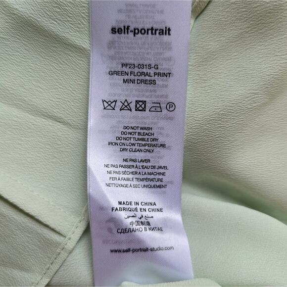 MS Self-Portrait Green Floral Pleat Mini Dress Women Size 2 NWT Sweetheart Cute - Picture 13 of 15